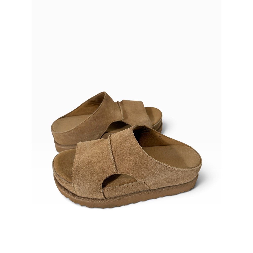 UGG Women's Goldenstar Hi Cutout Suede Sand Platform Slide Sandals Size 7